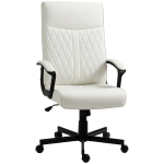 Vinsetto Cadeira de Escritório Giratória 360° com Encosto Alto Altura Ajustável e Função de Inclinação 65x65x102-112,5cm Branco creme