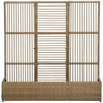 Outsunny Blumenkasten mit Spalier, wetterfest, Polyrattan, 103 x 29 x 103 cm, Sandfarbe