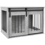 PawHut Cage caisse pour chien animaux intérieur porte coulissante, métal effet bois, dim. 57H x 80L x 54l cm