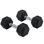 HOMCOM hexagon dumbbells set van 2 gietijzeren dumbbells handvat gekartelde dumbbell set dumbbell set gewichten metaal rubber zwart 2 x 8 KG