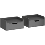 HOMCOM Set de 2 Mesitas de Noche de Pared Mesillas Flotantes con 1 Cajón para Dormitorio Habitación 40x30x19,5 cm Negro