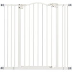 PawHut Barrière de sécurité pour chien extensible 74-100 cm fermeture automatique fixation par pression sans percer blanc