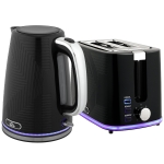 HOMCOM Waterkoker- en broodroosterset, 2200W, Otter-thermostaat, 2-sleuven broodrooster, 7 bruiningsstanden, kruimellade, zwart