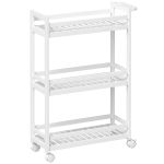 HOMCOM Servierwagen, 3 Etagen, Lamellenböden, Herausfallschutz, Bambus, 55 x 20 x 75 cm