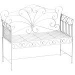 Outsunny 2-Sitzer Gartenbank robust, Parkbank rostfrei Sitzbank Bank Gartenmöbel 111 x 50 x 98cm, Weiß