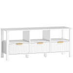 HOMCOM Móvel de TV Moderno com 3 Gavetas e 3 Prateleiras Abertas para Televisores de 43-55 Polegadas 120x39,5x50 cm Branco