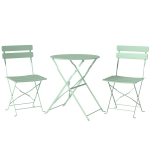 Outsunny Conjunto de Jardim Dobrável com 2 Cadeiras Dobráveis e Mesa Redonda Estrutura Metálica Eletroforética para Varanda Verde
