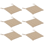 Outsunny Conjunto de 6 Almofadas para Cadeiras de Jantar 40x40 cm 6 Peças Almofadas para Cadeiras de Jardim Acolchoadas com Fitas Caqui