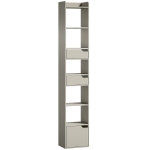 HOMCOM Bookcase Tall Narrow with 5 Tiers and Drawers Freestanding Bookshelf Storage Cabinet for Living Room Grey