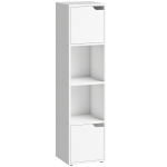 HOMCOM Narrow Bookcase, 4-Tier Bookshelf, Storage Cabinet with doors for Living Room, Bedroom, White