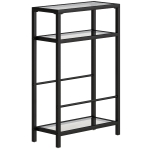 HOMCOM 3-Tier Side Table, Narrow End Table with Storage Shelf and Tempered Glass Tabletop for Small Spaces, Black
