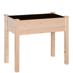 Outsunny Jardinière surélevée en Bois, Carré Potager sur Pied surélevé, Trous de Drainage, Tissu non tissé, 86x46x76 bois naturel