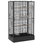 PawHut Cage à oiseaux volière avec portes perchoirs cage pour canaris perruches perroquets 61 x 36,5 x 98 cm noir