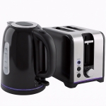 HOMCOM Simple Polished Toaster and Kettle Set - Black