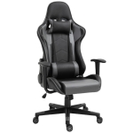 Vinsetto ergonomische bureaustoel, gaming stoel, draaistoel, kunstleer, schuimstof, MDF, zwart, 67,5 x 56 x 126-136 cm bureaustoel stoel kunstleer schuimstof MDF zwart | Aosom.de
