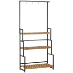 Outsunny 3-laags plantenrek, bloementrap met bevestigingshaken, tuinplantenstandaard, natuurlijk hout, 80 cm x 36 cm x 174 cm