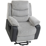 HOMCOM Power Lift Chair for Elderly, Corduroy Recliner with Wide Seat, High Back, USB Port, Side Pockets, Light Grey