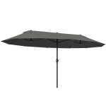 Outsunny Ombrellone da Giardino Doppio da Giardino 4.6x2.7 m a 12 Stecche con Prese d'Aria e Manovella, Ombrellone per Esterno in Acciaio e Poliestere, Anti UV, per Balcone e Terrazza, Grigio