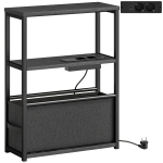 HOMCOM Bijzettafel Salontafel met stopcontacten, opbergruimte, voor Kleine Ruimtes, 45x18x60,2cm, Zwart