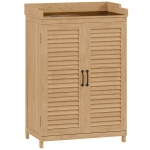 Outsunny Tuinkast van Hout met Werkoppervlak, Weerbestendige Gereedschapskast, 65,5x40x98,5cm Geel
