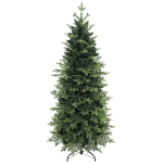 HOMCOM Geneva Fir Hinged Xmas Tree, 7ft/210cm Artificial Christmas Tree with 2079 Branch Tips, Foldable Steel Stand, Green