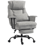 HOMCOM Office Chair, 180kg Heavy Duty Linen Computer Desk Chair with Lumbar Support, Wide Seat, Spring Cushion, Grey