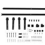 HOMCOM schuifdeursysteem looprail schuifdeurbeslag voor houten schuifdeur accessoires koolstofstaal zwart 183 x 0,6 x 18 cm