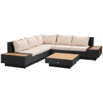 Outsunny 4-tlg. Luxus Polyrattan Gartengarnitur Gartenmöbel Garten-Set Sitzgruppe Loungeset Loungemöbel inkl. Ablagen und Beistelltisch Sitzkissen Schwarz