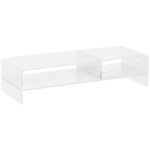 HOMCOM Monitorstandaard met toetsenbordvak, transparant, voor monitoren tot 24 inch, 2 niveaus, acryl, 50,8 x 19 x 12 cm