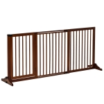 PawHut hondendeur, hondenbarrière, bewaker, hondenrek, configuratierooster, grenenhout, bruin, 71 x 113-166 cm