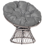 Outsunny Papasansessel Korbsessel Sessel mit Polster 360 Grad Rattan Grau B87 x T97 x H86 cm