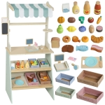 AIYAPLAY supermarktstand voor kinderen, speelkassa, 34 accessoires, kassa, MDF, groen