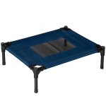 PawHut Lettino per Cani Rialzato con Seduta Traspirante, in Acciaio e Tessuto, 61x46x18 cm, Blu Scuro e Nero
