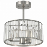 HOMCOM Semi Flush Mount Modern Crystal Chandelier Ceiling Light, Crystal Ceiling Light Fixture with E14 Base, Silver Tone
