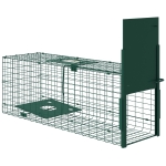 Outsunny Gabbia Trappola per Animali Piccoli con Una Porta e Maniglia, 80x25x30 cm, Verde Scuro