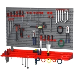DURHAND 54PZ Contenitore Portautensile con 50 Ganci, Montaggio a Muro, PP, Rosso Grigo, 95.5x23x53.5cm