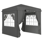 Outsunny 2,5 x 2,5 m Pop-up-Pavillon mit Seitenwänden und Transporttasche, UPF50+ höhenverstellbares Gartenzelt, Dunkelgrau