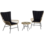 Outsunny Bistroset Balkonmeubelset, Boho-stijl, weerbestendig, 78 x 68 x 95 cm, Zwart