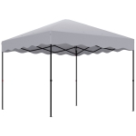 Outsunny 3 x 3 m Pop-up-Pavillon, Höhenverstellbares Gartenzelt, mit Rolltasche, für Garten, Terrasse, Metall, Stoff, Hellgrau