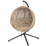 Outsunny Round Egg Basket Chair, with Steel Stand, Sand