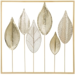 HOMCOM metalen lijst met bladdesign, wanddecoratie, moderne stijl, goudkleurig