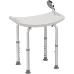 HOMCOM Height Adjustable Bath Stool, Aluminium Shower Stool with Non-Slip Pads for Elderly, Disabled, Seniors, Pregnant, White