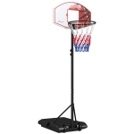 SPORTNOW Höhenverstellbarer Basketballkorb, freistehend, mit Netz und Rädern, große Basis, 179-209 cm, Kunststoff, Stahl