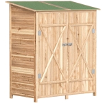 Outsunny houten tuinkast met tuintafel – 140 x 75 x 157 cm
