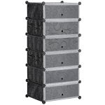 HOMCOM Modulair Schoenenrek Systeem voor 6 Paar Schoenen, 49x36,5x108 cm, Zwart+Wit