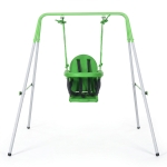 Outsunny Baloiço Infantil de Aço Baloiço para Crianças de 6-36 Meses com Encosto Alto e Arnês de Segurança 122x146x122 cm Verde