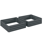 Outsunny 2-delige Set Plantenbak, Bloemenbak, Bloempot voor Tuin, Terras, van Verzinkt Staal, 100 x 100 x 30 cm, Donkergrijs