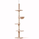 PawHut kattenboom krabboom kattenkrabboom met sisalpalen in hoogte verstelbaar beige