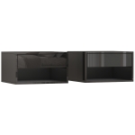 HOMCOM Juego de 2 Mesitas de Noche Flotantes Mesillas de Noche con Cajón para Dormitorio 37x32x21 cm Negro Brillo