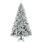 HOMCOM Árvore de Natal Nevada 180 cm com 650 Pontas em PVC Ignífugo, Ramos Articulados, Montagem Rápida, Verde e Branco